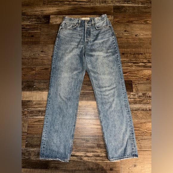 Denim Forum Blue Straight Leg Jeans with Cropped Finish - Picture 2 of 8